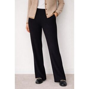 Enza Costa Ribbed Knit Wide Leg Lounge Pants Black XS